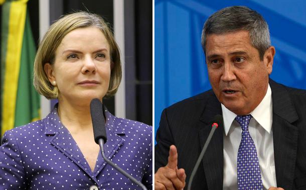 Gleisi Hoffmann e Walter Braga Netto (Foto: Paulo Sérgio/Câmara dos Deputados | ABr) Gleisi Hoffmann e Walter Braga Netto
