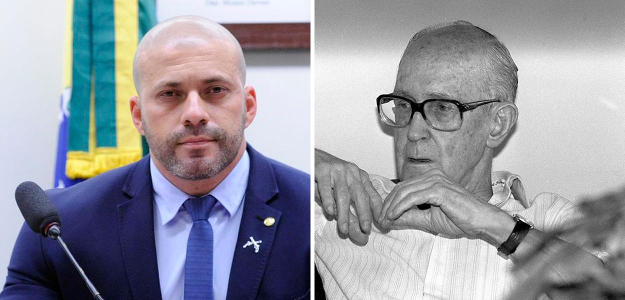 Daniel Silveira e Carlos Drummond de Andrade (Foto: ABr | Divulgação) www.brasil247.com - Daniel Silveira e Carlos Drummond de Andrade