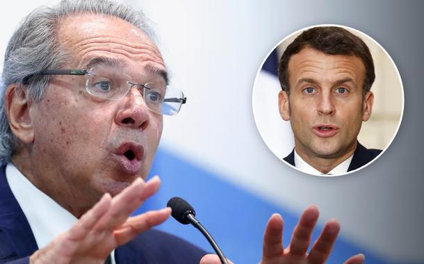 Paulo Guedes e Emmanuel Macron (Foto: Adriano Machado/Reuters | Ludovic Marin/Pool via REUTERS) Paulo Guedes e Emmanuel Macron