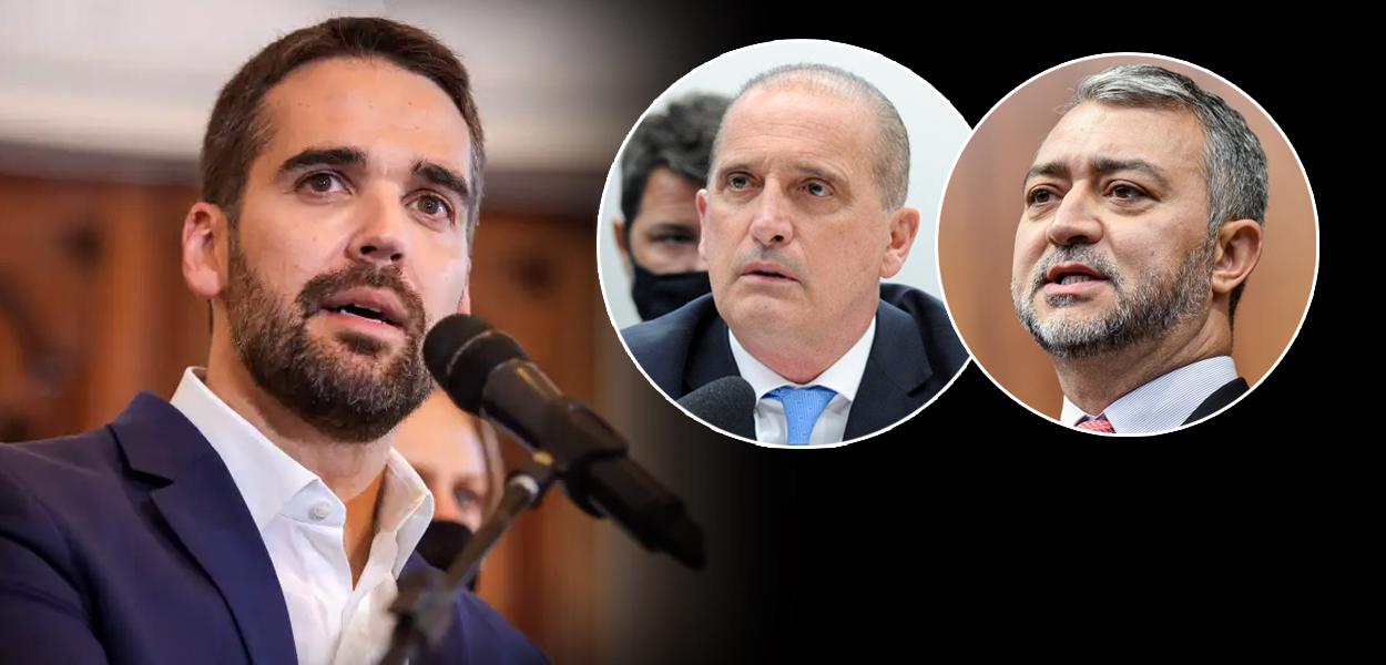 Eduardo Leite, Onyx Lorenzoni e Edegar Pretto (Foto: Gustavo Mansur/ Palácio Piratini | Cleia Viana/Câmara dos Deputados | ALRS) www.brasil247.com - Eduardo Leite, Onyx Lorenzoni e Edegar Pretto