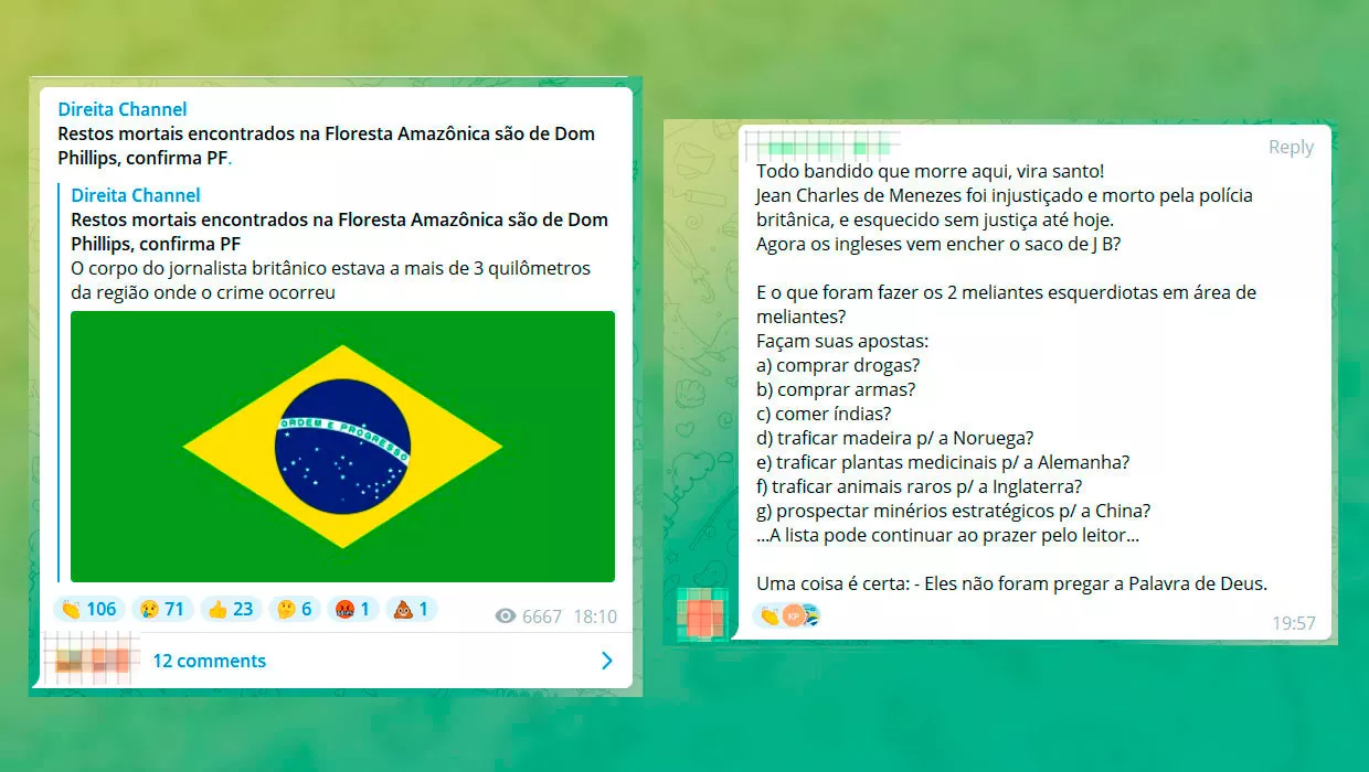 Bolsonaristas levantaram tom de xingamentos a Bruno e Dom