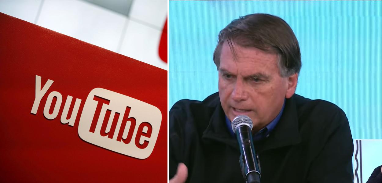 Logo do Youtube e Bolsonaro (Foto: Reuters | Reprodução/Youtube) www.brasil247.com - Logo do Youtube e Bolsonaro