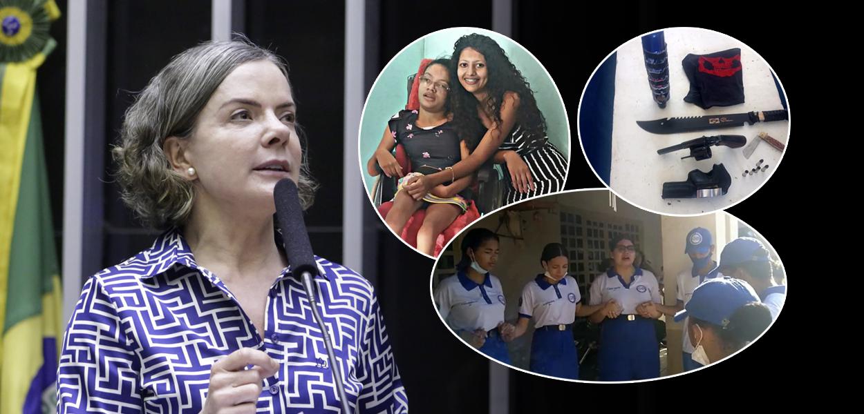 Gleisi Hoffmann (Foto: Paulo Sergio/Câmara dos Deputados | Reprodução/Redes Sociais | Arquivo Pessoal | Divulgação/Polícia Militar) www.brasil247.com - Gleisi Hoffmann