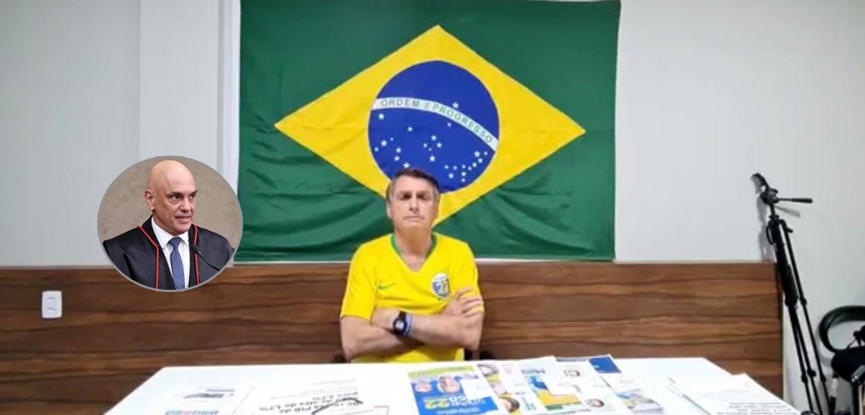 Alexandre de Moraes, presidente do TSE (círculo, na foto), e Jair Bolsonaro (Foto: Reprodução / TSE) www.brasil247.com - Alexandre de Moraes, presidente do TSE (círculo, na foto), e Jair Bolsonaro