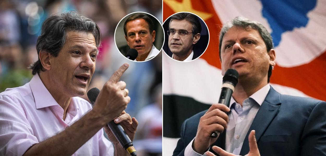 Fernando Haddad, João Codria, Rodrigo Garcia e Tarcisio Freitas (Foto: Diogo Zacarias | Gov. de São Paulo | Reprodução/Facebook) www.brasil247.com - Fernando Haddad, João Codria, Rodrigo Garcia e Tarcisio Freitas