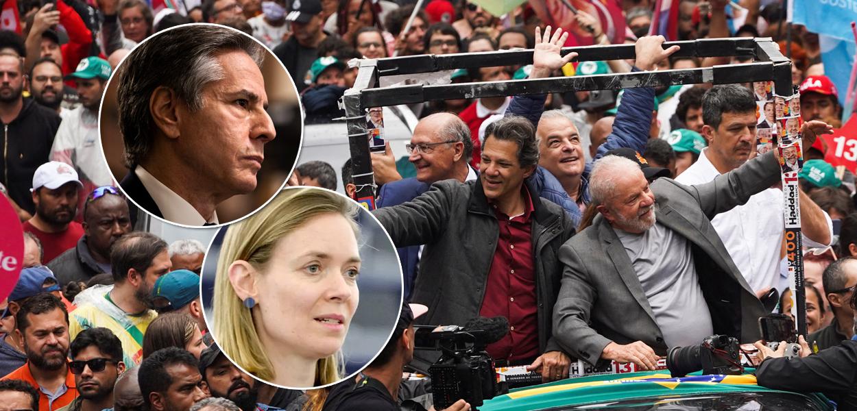 Secretário de Estado dos EUA, Antony Blinken, eurodeputada alemã Anna Cavazzini e o ex-presidente Lula (Foto: Reuters) www.brasil247.com - Secretário de Estado dos EUA, Antony Blinken, eurodeputada alemã Anna Cavazzini e o ex-presidente Lula