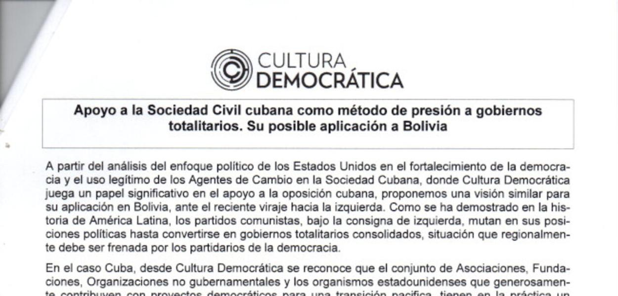 Fac-silime de documento de ONG financiada pelos EUA (Foto: Rebelion.org) www.brasil247.com - Fac-silime de documento de ONG financiada pelos EUA