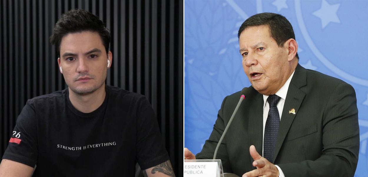 Felipe Neto e Hamilton Mourão (Foto: Reprodução | Alan Santos/PR) www.brasil247.com - Felipe Neto e Hamilton Mourão