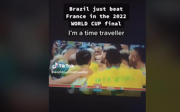 "Viajante do tempo" prevê vitória do Brasil sobre a França na final da Copa do Catar (Foto: Reprodução) "Viajante do tempo" prevê vitória do Brasil sobre a França na final da Copa do Catar