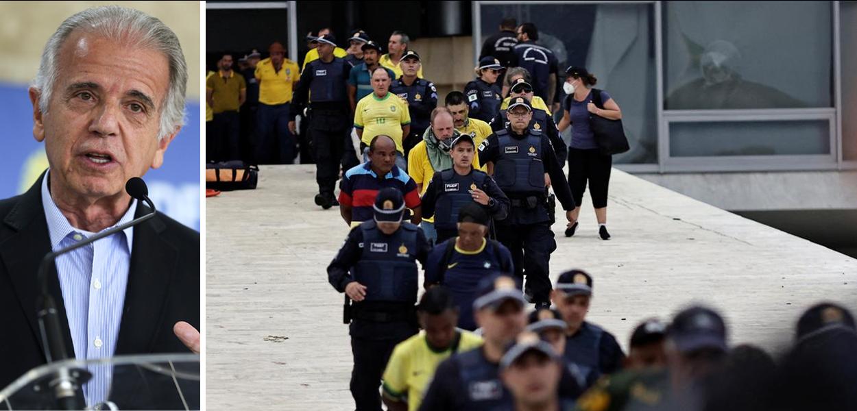 José Múcio e terroristas bolsonaristas (Foto: ABR | Reuters) www.brasil247.com - José Múcio e terroristas bolsonaristas