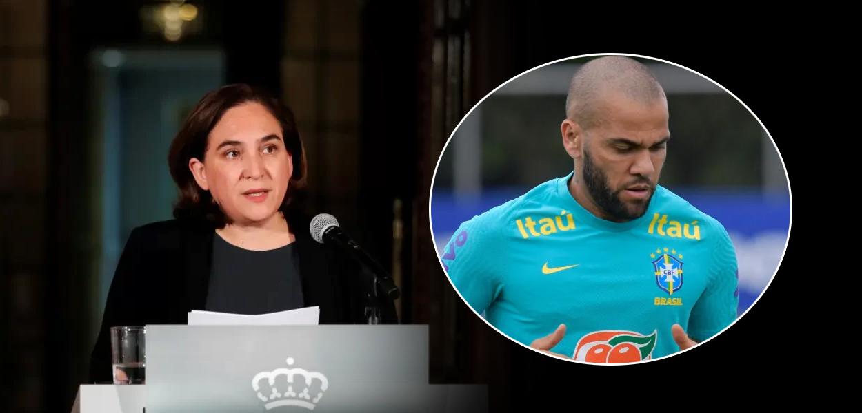 Prefeita de Barcelona, Ada Colau, e Daniel Alves (Foto: Reuters) www.brasil247.com - Prefeita de Barcelona, Ada Colau, e Daniel Alves
