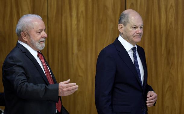 Presidente Lula e chanceler alemão Olaf Scholz falam à imprensa no Palácio do Planalto, em Brasília. 30/01/2023 (Foto: REUTERS/Ueslei Marcelino) Presidente Lula e chanceler alemão Olaf Scholz falam à imprensa no Palácio do Planalto, em Brasília. 30/01/2023