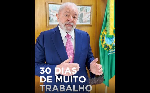 Lula em vídeo de balanço dos primeiros 30 dias de governo (Foto: Reprodução/Twitter) Lula em vídeo de balanço dos primeiros 30 dias de governo