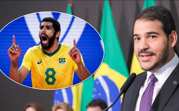 Wallace (à esq.) e o advogado-geral da União, Jorge Messias (Foto: FIVB/Divulgação | Renato Menezes/Ascom AGU) Wallace (à esq.) e o advogado-geral da União, Jorge Messias