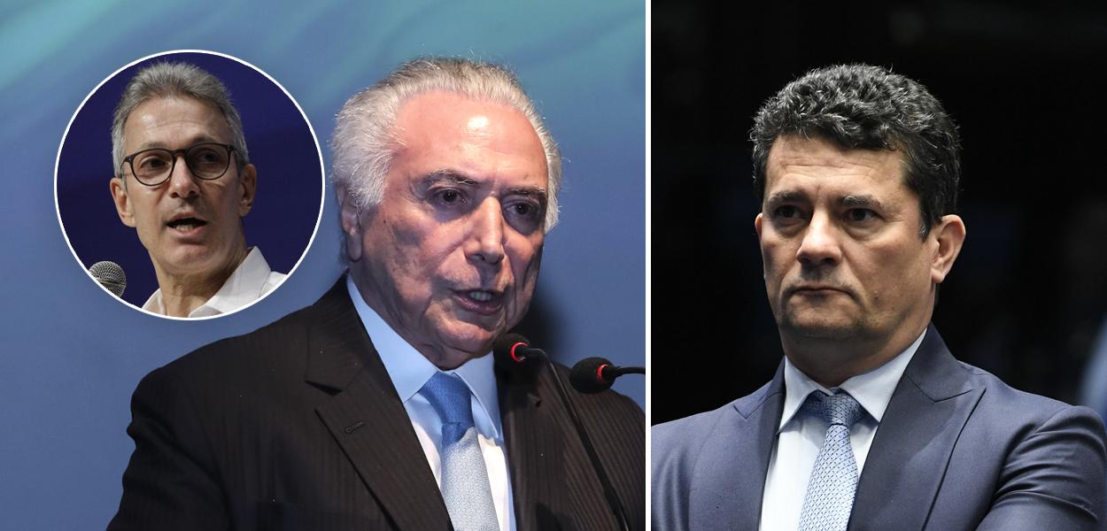 Romeu Zema, Michel Temer e Sergio Moro (Foto: Cristiano Machado/Imprensa MG | Isac Nóbrega/PR | Jefferson Rudy/Agência Senado) www.brasil247.com - Romeu Zema, Michel Temer e Sergio Moro