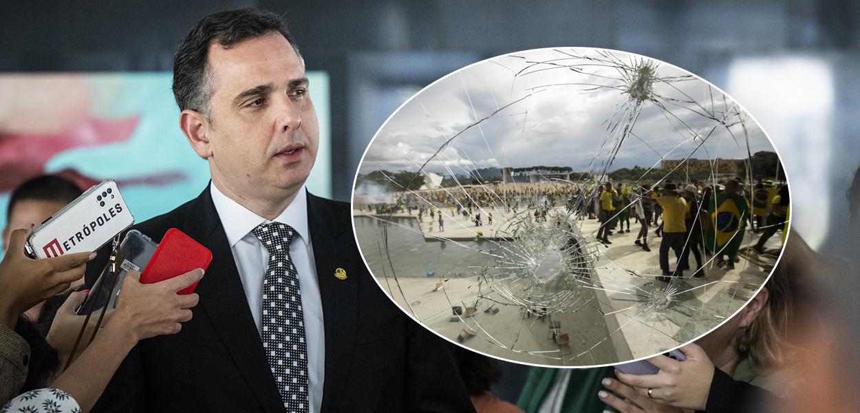 www.brasil247.com - Rodrigo Pacheco e invasores na Praça do Três Poderes