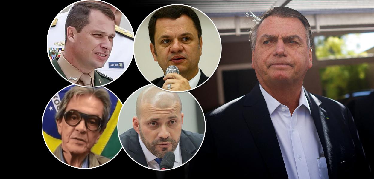 Mauro Cid, Anderson Torres, Jair Bolsonaro, Roberto Jefferson e Daniel Silveira