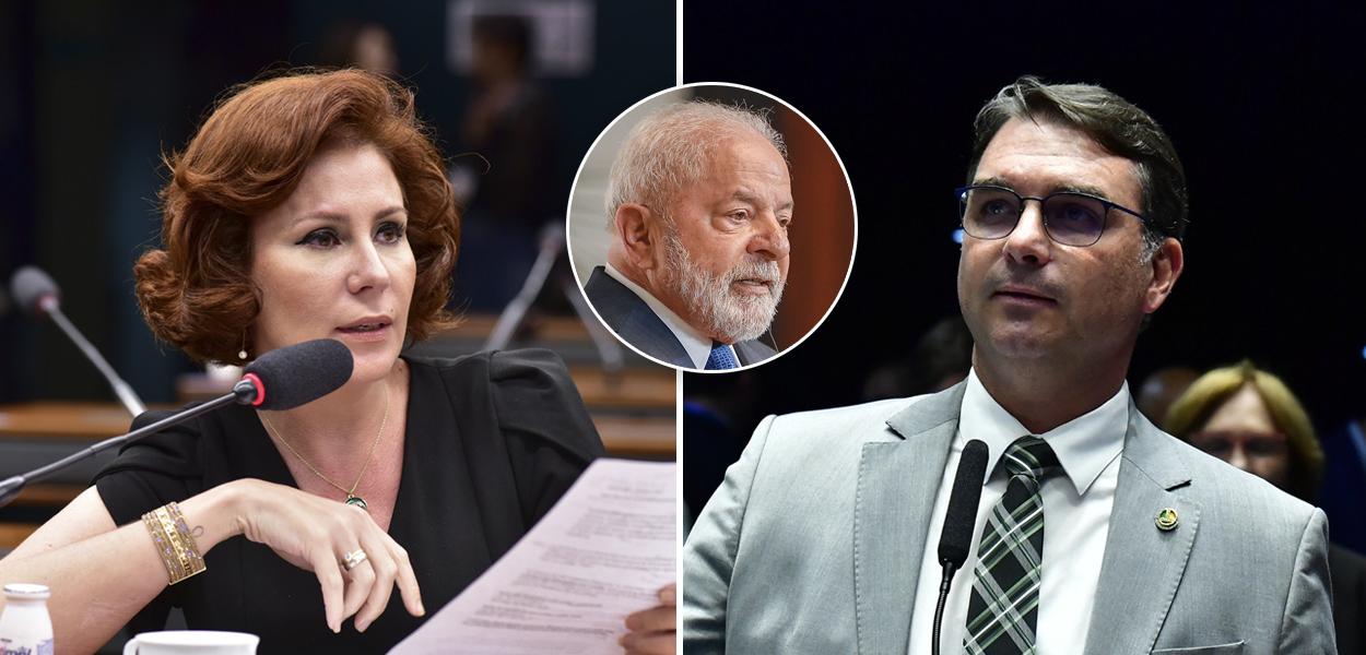 Carla Zambelli, Lula e Flávio Bolsonaro