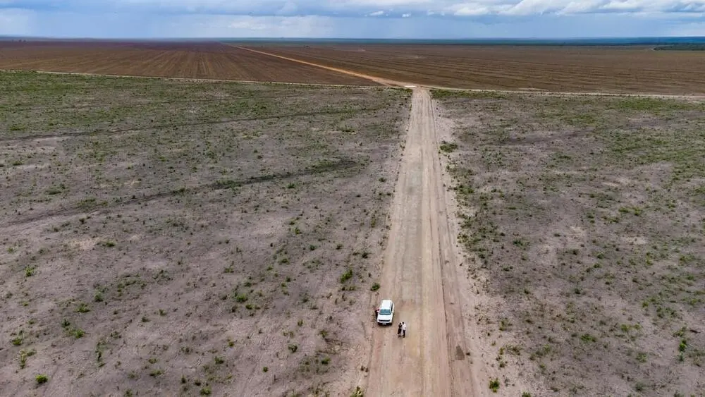 Vista aérea de uma fazenda de soja no estado do Piauí, em área com longo histórico de grilagem