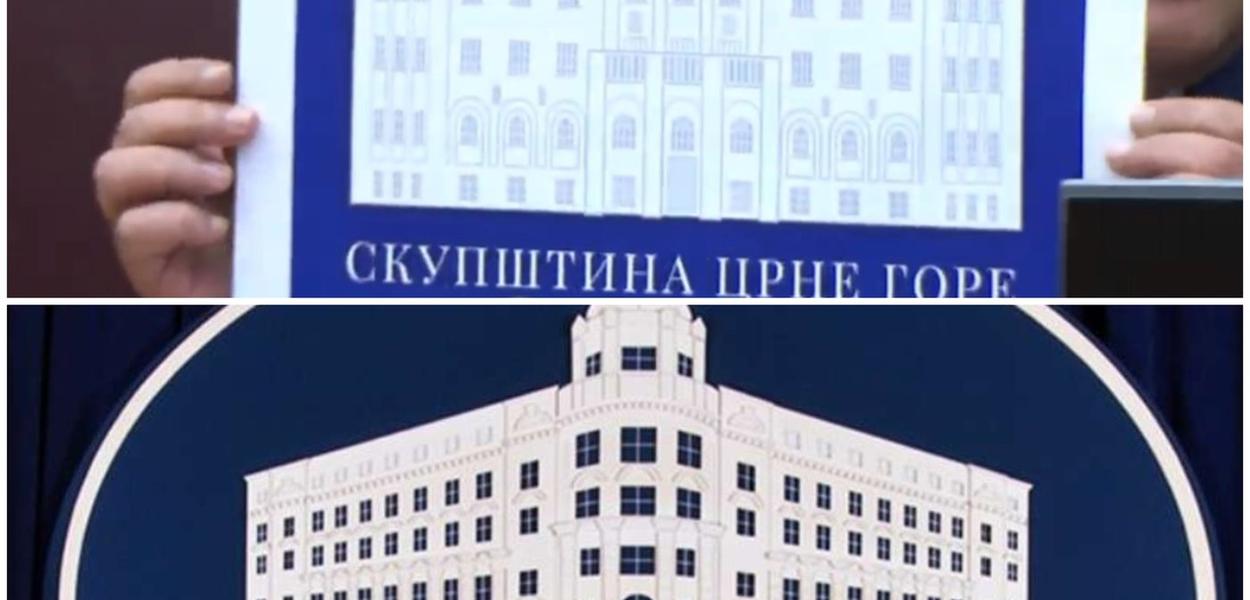 Novi logo Skupštine Crne Gore i logo Vlade Srbije (Foto: Stop kadar)
