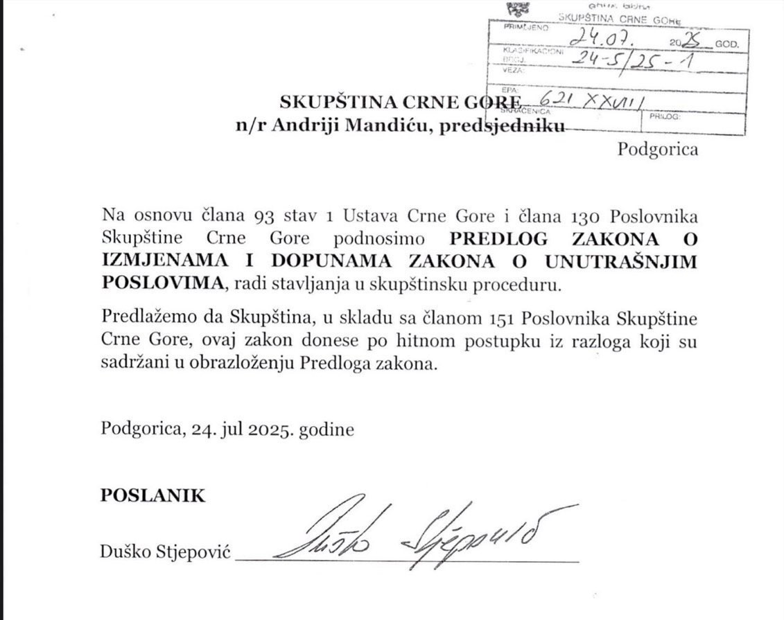 PO DOGOVORU: Dopis Andriji Mandiću poslanika Demokrata Duška Stijepovića