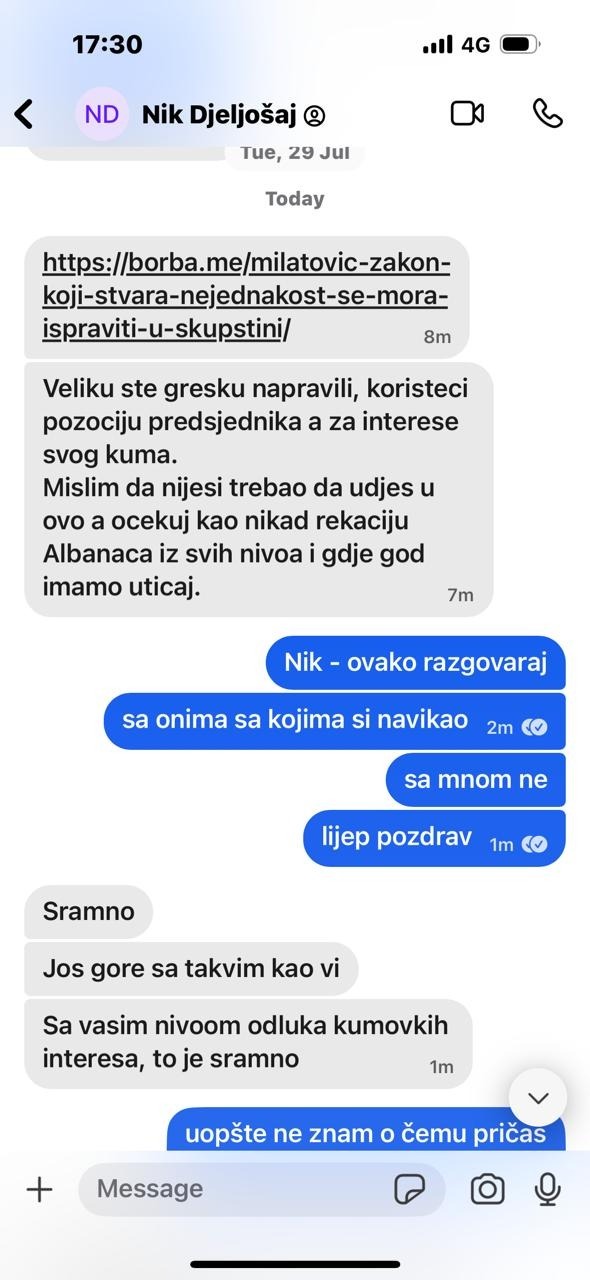 Prepiska Đeljošaja i Milatovića (Foto: Kancelarija za odnose sa javnošću predsjednika Crne Gore)
