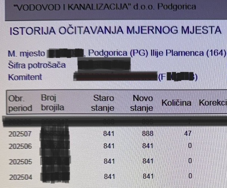 Račun za vodu 