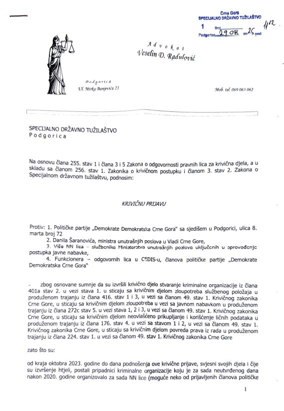 krivična prijava