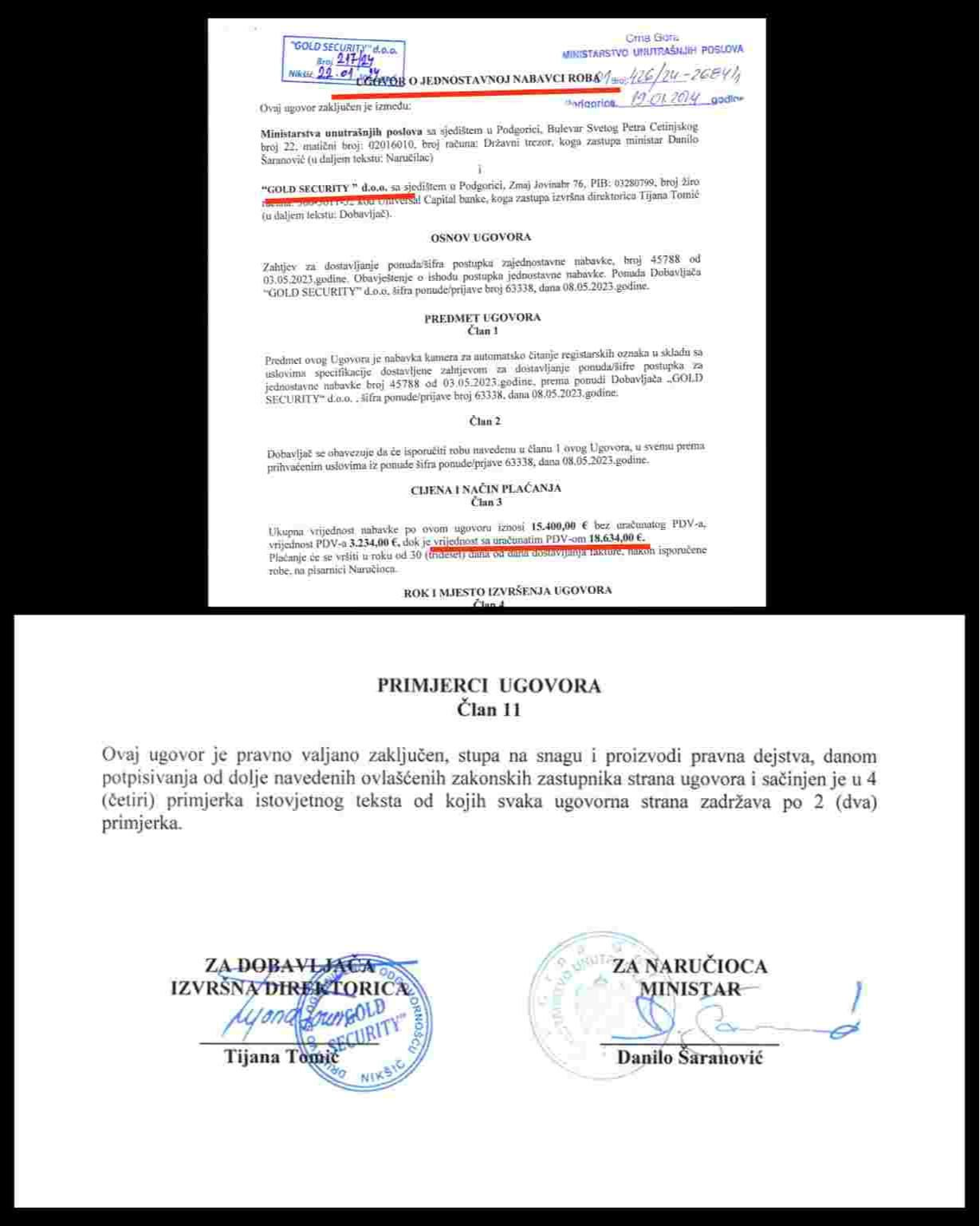 Ugovor sa MUP-om