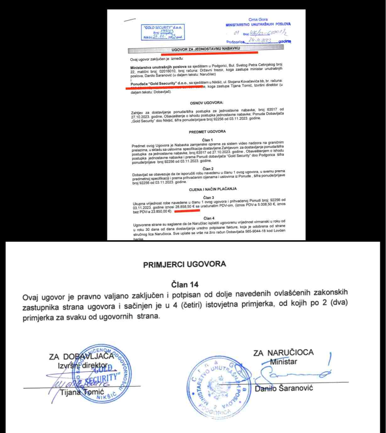 Ugovor sa MUP-om