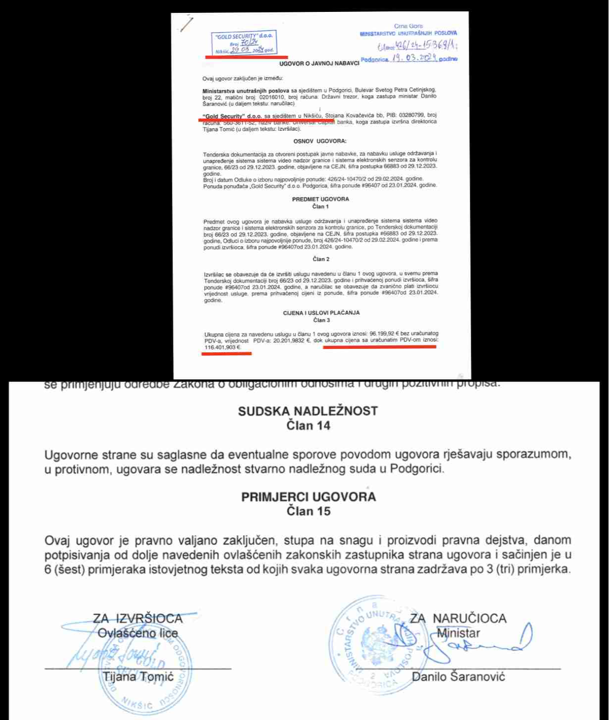 Ugovor sa MUP-om