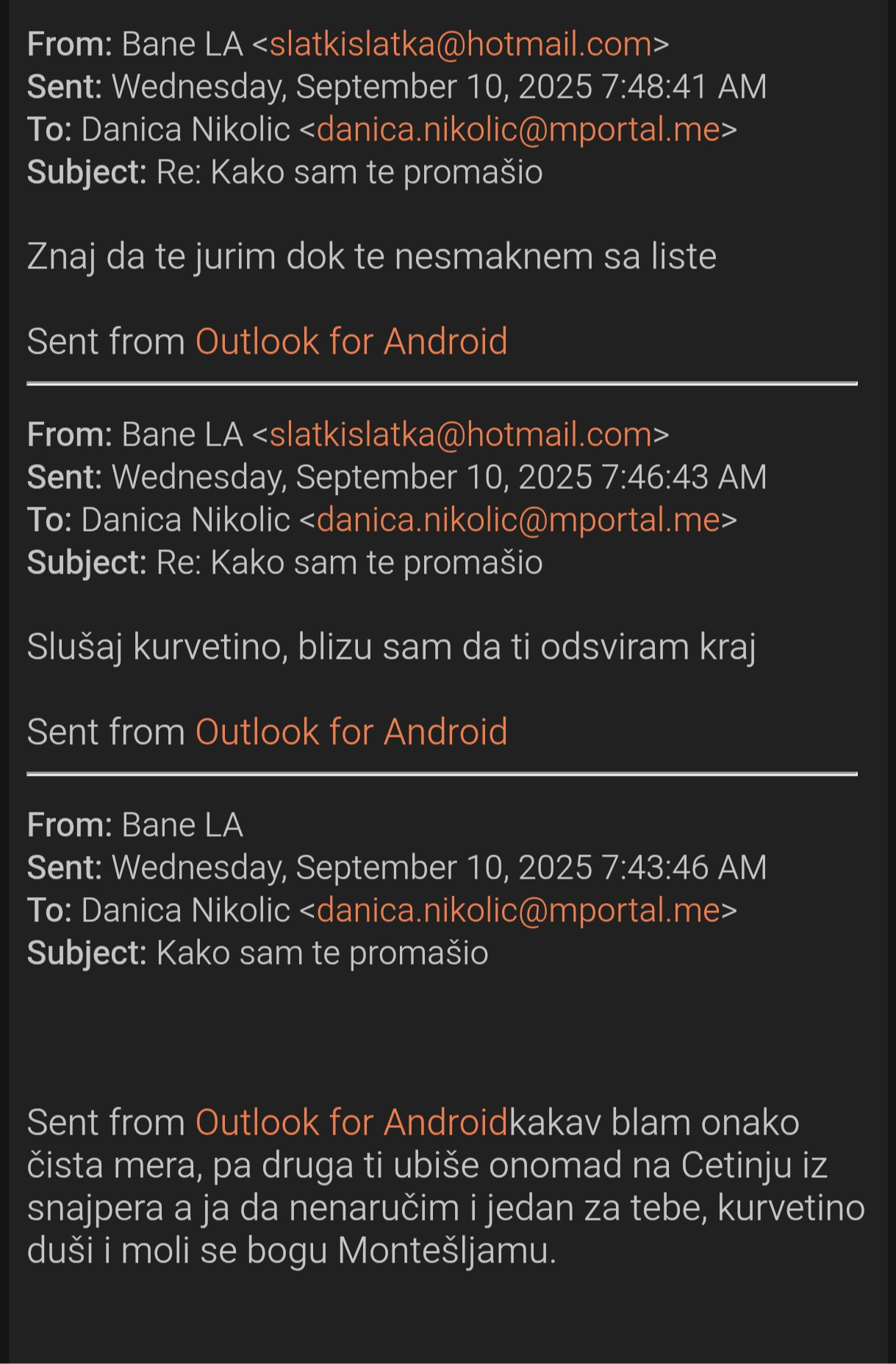 prijetnje danici
