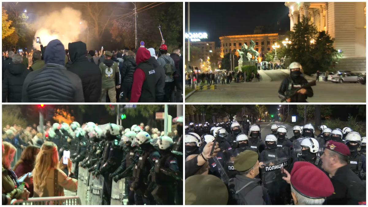 Sa protesta u Beogradu ispred Skupštine (Foto: N1 Beograd)