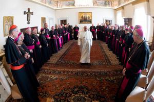 Pope Francis received in a private audience at the Vatican members of the United States Conference of Catholic Bishops' Region XIII for their “ad Limina Apostolorum” visit on Jan. 27. 2020. Pope Francis received in a private audience at the Vatican members of the United States Conference of Catholic Bishops' Region XIII for their “ad Limina Apostolorum” visit on Jan. 27. 2020.