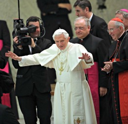 Pope Benedict XVI attends a meeting with parish priests of Rome's diocese Feb. 14 in Paul VI hall. Pope Benedict XVI attends a meeting with parish priests of Rome's diocese Feb. 14 in Paul VI hall.