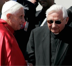 Pope Benedict XVI and his elder brother Msgr. Georg Ratzinger Pope Benedict XVI and his elder brother Msgr. Georg Ratzinger