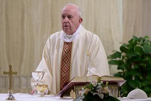 Pope Francis celebrates Mass from Casa Santa Marta on April 23, 2020. Pope Francis celebrates Mass from Casa Santa Marta on April 23, 2020.