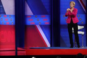 Democratic presidential candidate U.S. Sen. Elizabeth Warren, D-Mass., listens to a question at the Human Rights Campaign Foundation and CNN’s presidential town hall Oct. 10 in Los Angeles. Democratic presidential candidate U.S. Sen. Elizabeth Warren, D-Mass., listens to a question at the Human Rights Campaign Foundation and CNN’s presidential town hall Oct. 10 in Los Angeles.