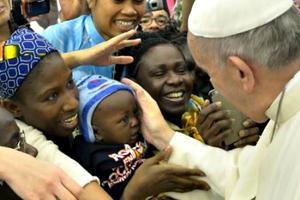 Pope Francis greets pilgrims before his general audience in the Paul VI Hall on Aug. 19. Pope Francis greets pilgrims before his general audience in the Paul VI Hall on Aug. 19.