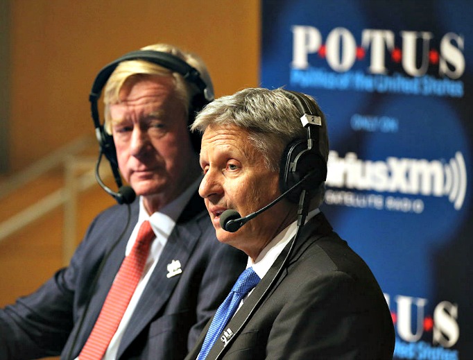 Libertarian Party presidential Candidate Gov. Gary Johnson (r) and his running mate, former Massachusetts Gov. Bill Weld, attend the SiriusXM Libertarian Presidential Forum at the National Constitution Center on Sept. 12 in Philadelphia. Below, Green Party presidential candidate Jill Stein answers questions during a press conference at the National Press Club on Aug. 23 in Washington. At bottom, Independent presidential candidate and former CIA agent Evan McMullin addresses supporters on Aug. 10 in Salt Lake City.
Libertarian Party presidential Candidate Gov. Gary Johnson (r) and his running mate, former Massachusetts Gov. Bill Weld, attend the SiriusXM Libertarian Presidential Forum at the National Constitution Center on Sept. 12 in Philadelphia. Below, Green Party presidential candidate Jill Stein answers questions during a press conference at the National Press Club on Aug. 23 in Washington. At bottom, Independent presidential candidate and former CIA agent Evan McMullin addresses supporters on Aug. 10 in Salt Lake City.