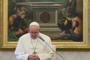 Pope Francis during his weekly General Audience from the Apostolic Palace on April 22, 2020. Pope Francis during his weekly General Audience from the Apostolic Palace on April 22, 2020.