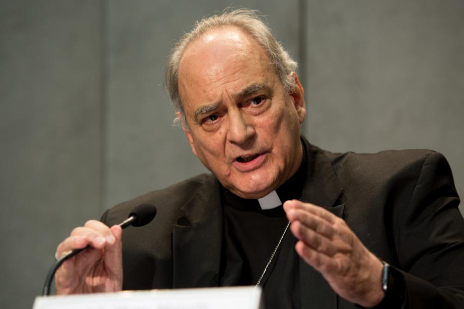 Bishop Marcelo Sánchez Sorondo, Chancellor of the Pontifical Academy of Sciences and Pontifical Academy of Social Sciences, speaks at a media conference at the Holy See Press Office on Nov. 6, 2017. Bishop Marcelo Sánchez Sorondo, Chancellor of the Pontifical Academy of Sciences and Pontifical Academy of Social Sciences, speaks at a media conference at the Holy See Press Office on Nov. 6, 2017.