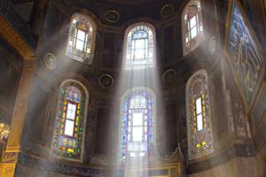 Light streaming into the Hagia Sophia in Istanbul, Turkey. Light streaming into the Hagia Sophia in Istanbul, Turkey.