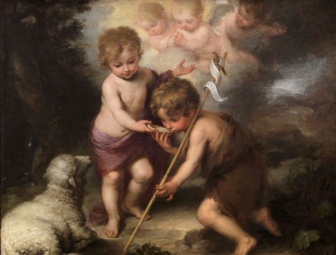 John the Baptist (right) with the Child Jesus, in the painting The Holy Children with a Shell, by Bartolomé Esteban Perez Murillo John the Baptist (right) with the Child Jesus, in the painting The Holy Children with a Shell, by Bartolomé Esteban Perez Murillo
