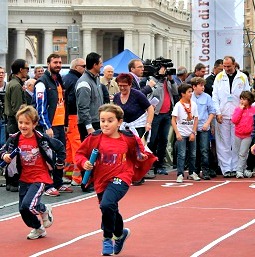 Children run during a Vatican sports event on Oct. 20. Children run during a Vatican sports event on Oct. 20.