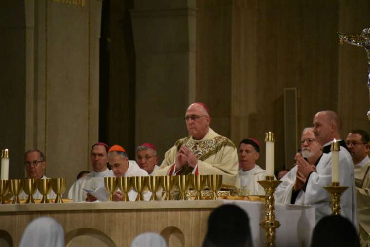 Archbishop Joseph Naumann, joined by Cardinals DiNardo and Seán O’Malley at the vigil Mass ahead of the March for Life 2019. Archbishop Joseph Naumann, joined by Cardinals DiNardo and Seán O’Malley at the vigil Mass ahead of the March for Life 2019.