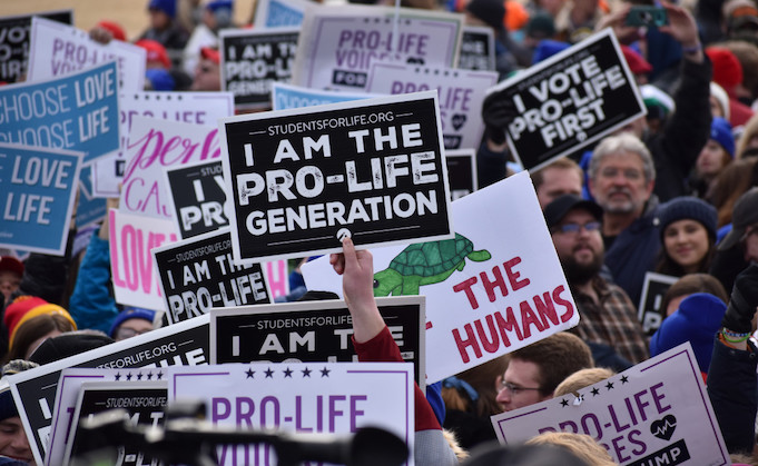 The March for Life 2020 is shown underway. The March for Life 2020 is shown underway.