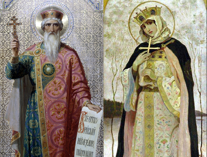 LEFT: An icon of St. Vladmir. RIGHT: Painting of St. Olga by Mikhail Nesterov (1862–1942).
LEFT: An icon of St. Vladmir. RIGHT: Painting of St. Olga by Mikhail Nesterov (1862–1942).