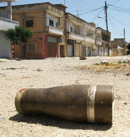 A shell lays in the middle of the street in Homs, Syria, a remnant of the heavy attack leveled on the city on June 11, 2012. A shell lays in the middle of the street in Homs, Syria, a remnant of the heavy attack leveled on the city on June 11, 2012.