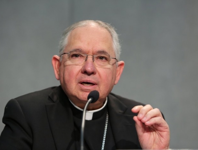 Archbishop Jose Gómez of Los Angeles, California at a press briefing on the Synod on the Family at the Holy See Press Office on October 22, 2015. Archbishop Jose Gómez of Los Angeles, California at a press briefing on the Synod on the Family at the Holy See Press Office on October 22, 2015.